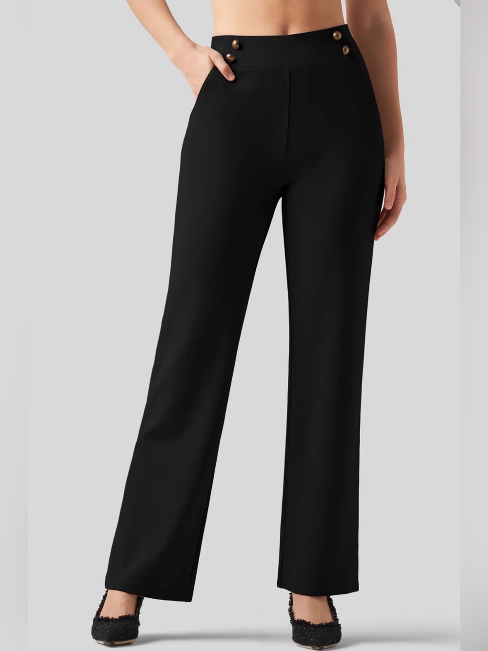 High-Rise Wide-Leg Pants in Black